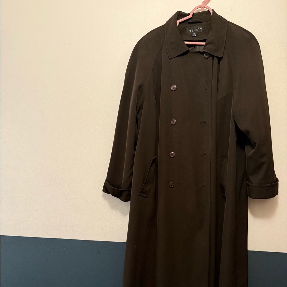 Gallery Dark Brown Double-Breasted Trench Coat